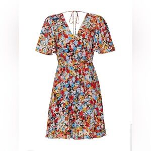 Rebecca Minkoff Women’s Mini Dress Medium Sorcha Printed Tie Back Lightweight‎